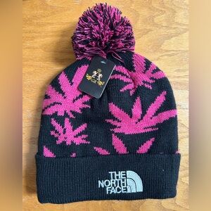 North face pink 420 leaf beanie
